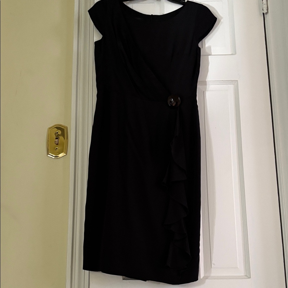 Chic Black Midi Dress with Ruffle Detail